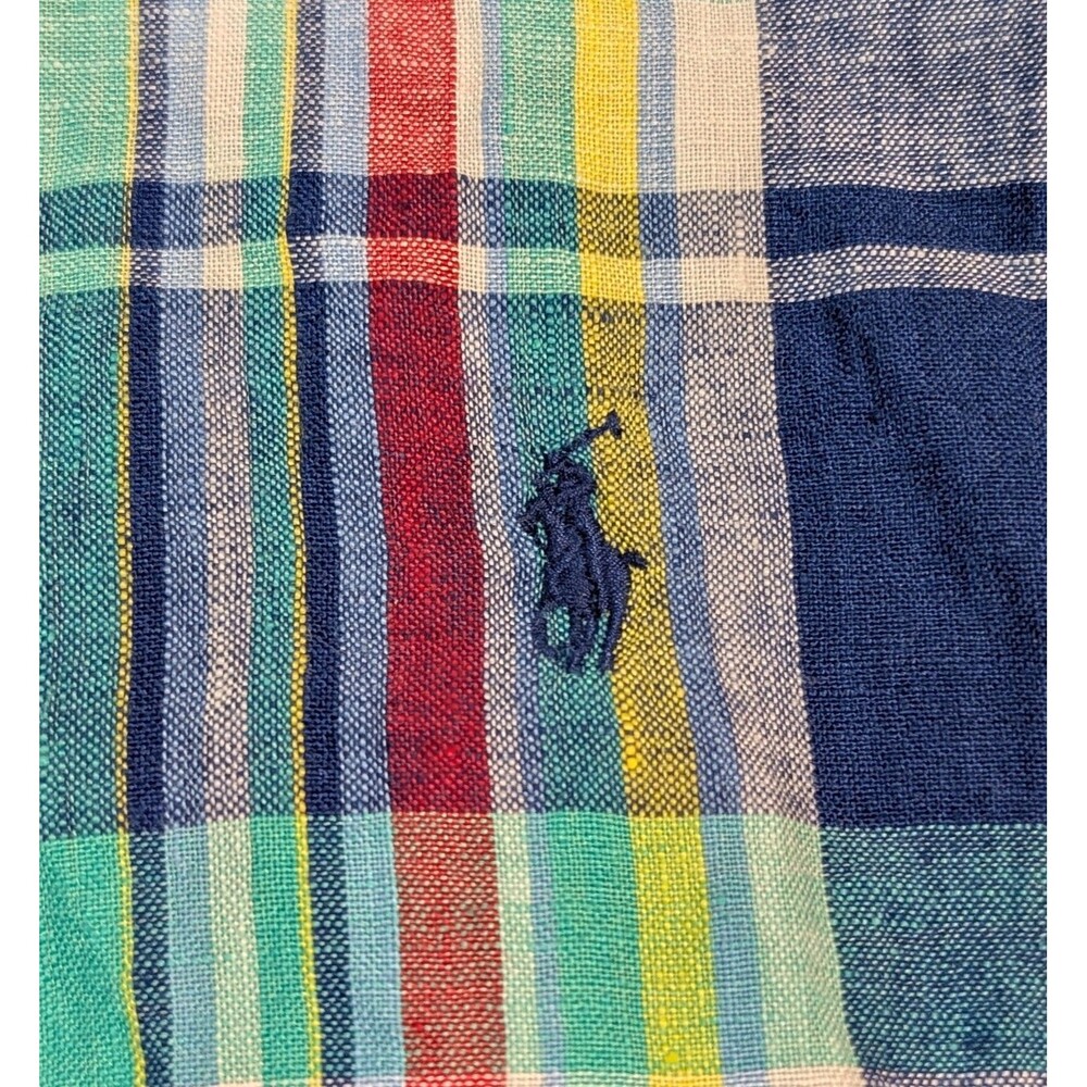 Polo Ralph Lauren Plaid Linen Shirt Multicolor Men's LT Large Tall Untucked Fit - Picture 3 of 8
